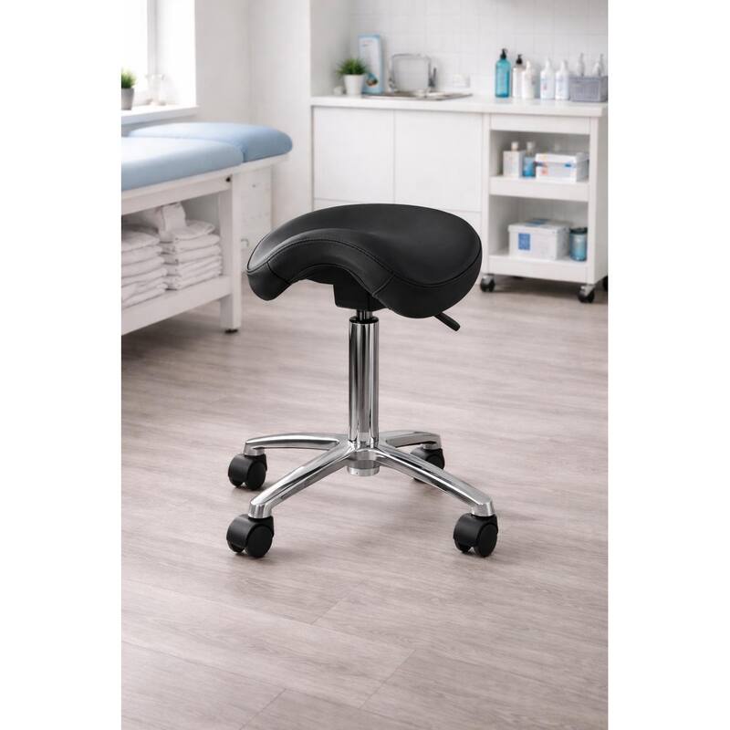 Adjustable Black Firm Saddle Stool Tilt Chair With Wheels Salon Dental Hygienist Rolling Dentist Clinical Hospital Lab