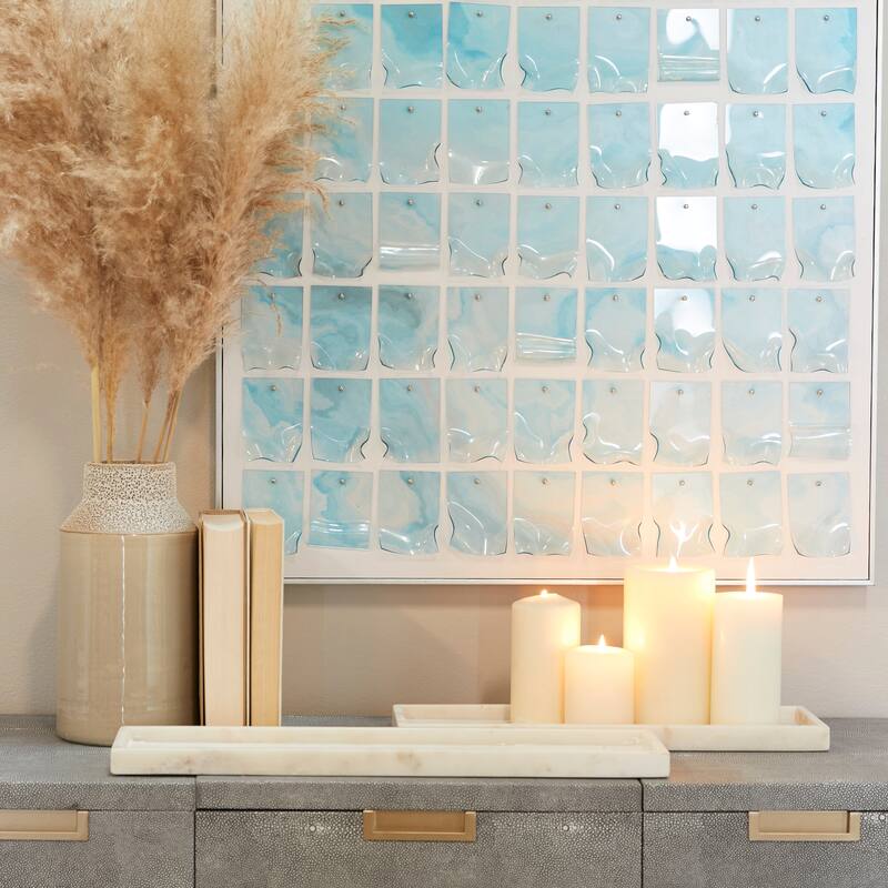 CosmoLiving by Cosmopolitan Marble Tray with Raised Border (Set of 2) - White, Black, Green