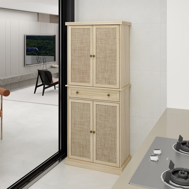 72.33"H Cabinet Storage with 1 Drawer,4 Door and 4 Adjustable Inner Shelves