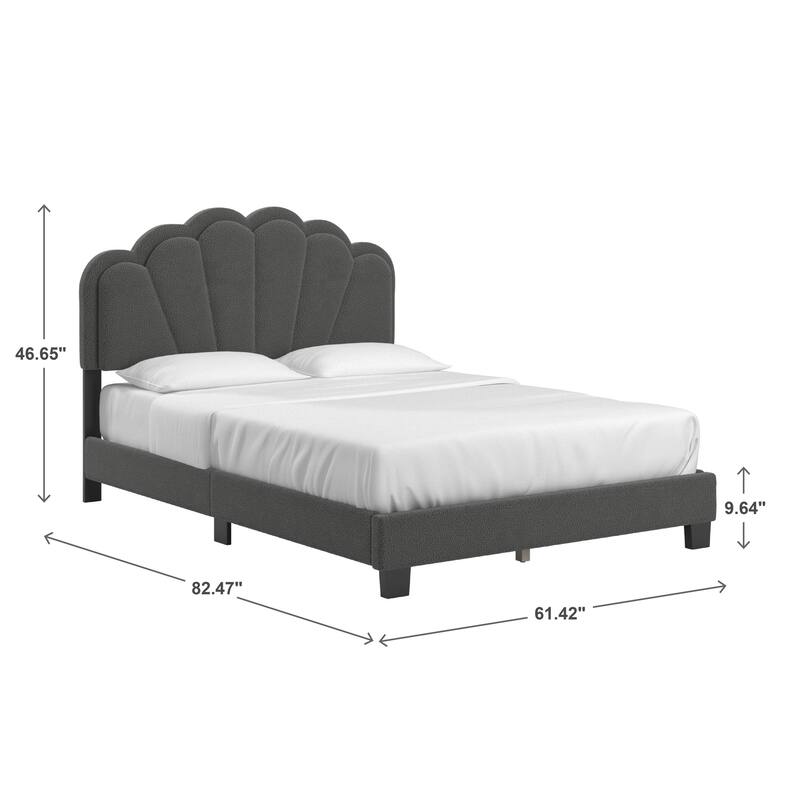 Wacissa LED Headboard Boucle Queen Platform Bed by iNSPIRE Q Modern