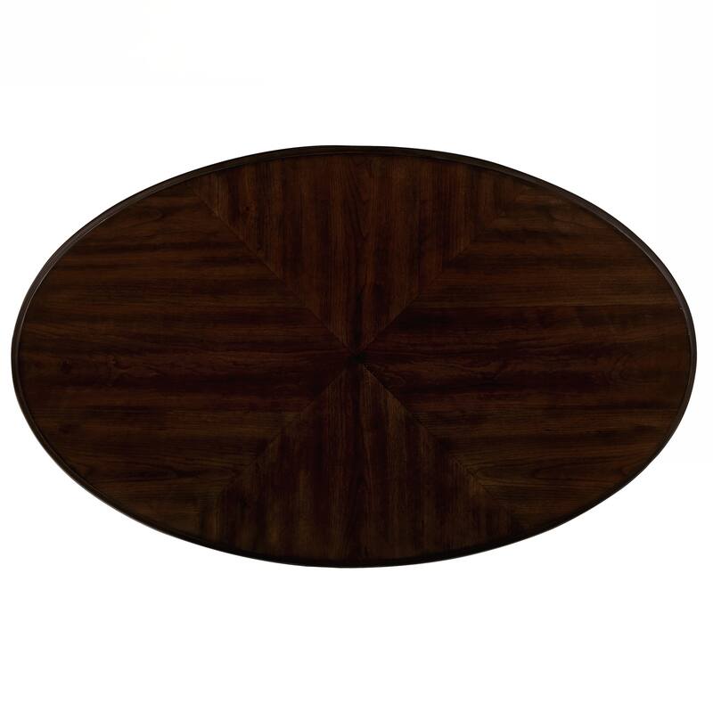 42'' oval wood coffee table for Living Room, 2-Tier Solid Wood Cocktail Table with Open Storage Shelf