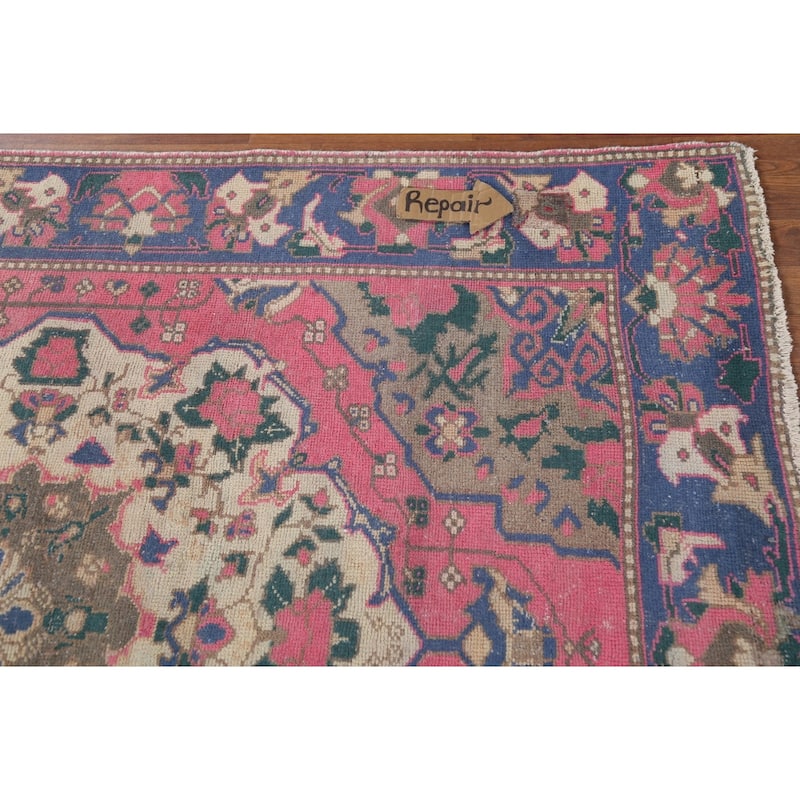 Pink Bakhtiari Persian Vintage Area Rug Hand-Knotted Wool Carpet - 4'10"x 9'6"