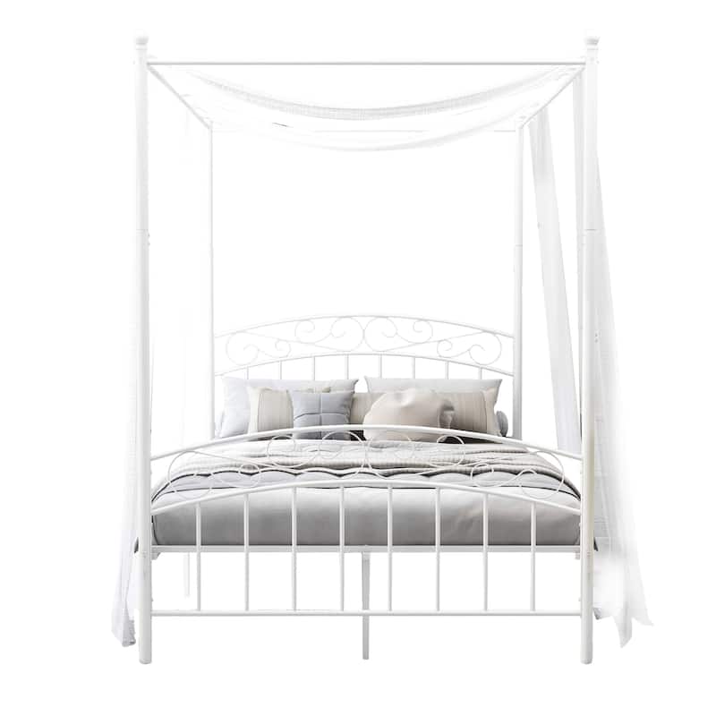 Alazyhome Traditional Metal 4-post Canopy Bed Frame