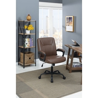 Relax Cushioned Office Chair 1pc Brown Color Upholstered Seat back Adjustable Chair Comfort