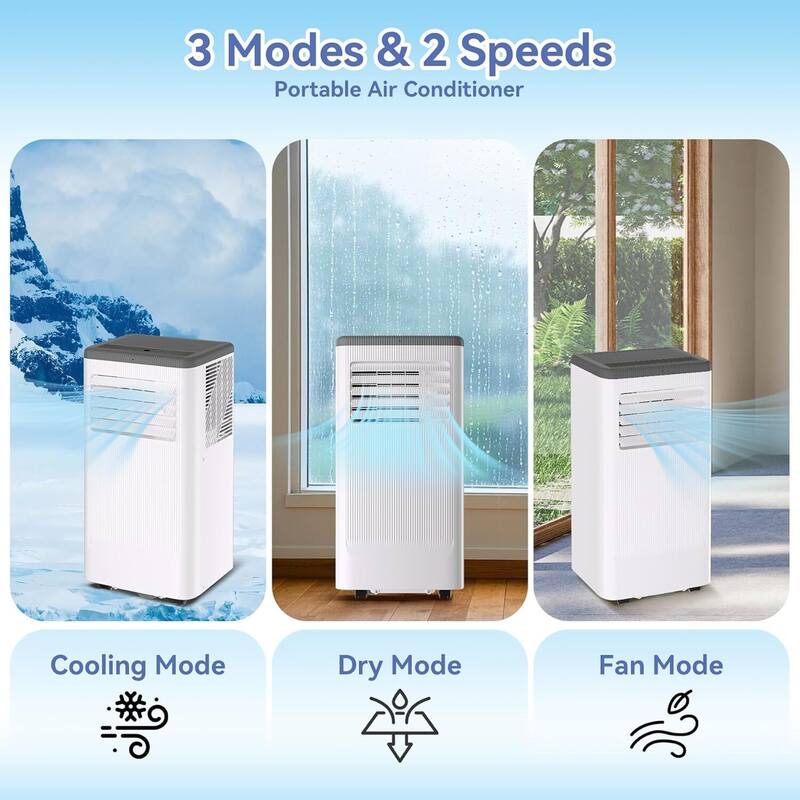 10000 BTUs Portable Air Conditioner for 560 Sq.Ft Rooms, Home, Office, Dorms - N/A