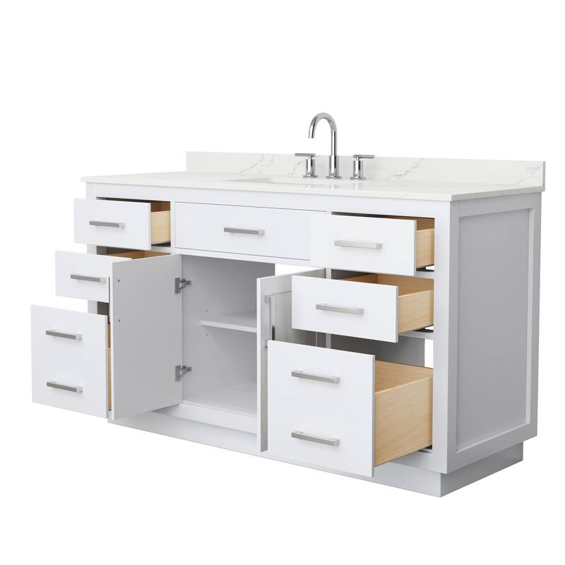 Beckett TK 60-inch Single Vanity, 3 Hole Quartz Top