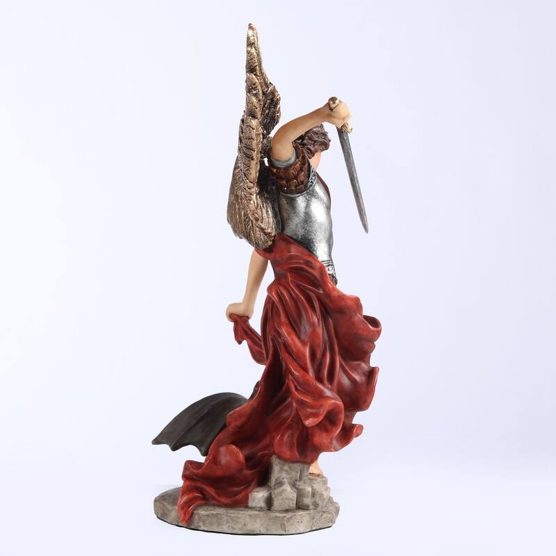 6.3 inches Height Polyresin Archangel Saint Michael Vanquishing Demon Multicolor Finish Figurine