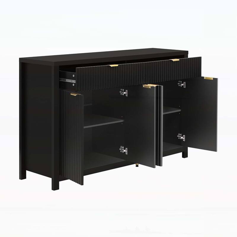 Stylish Wave-Pattern Sideboard Cabinet with Drawers and Doors