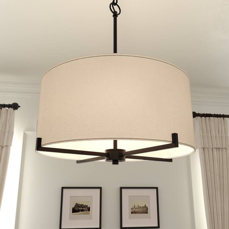 Acroma 4-Light Dimmable Chandelier with Drum Fabric Shade