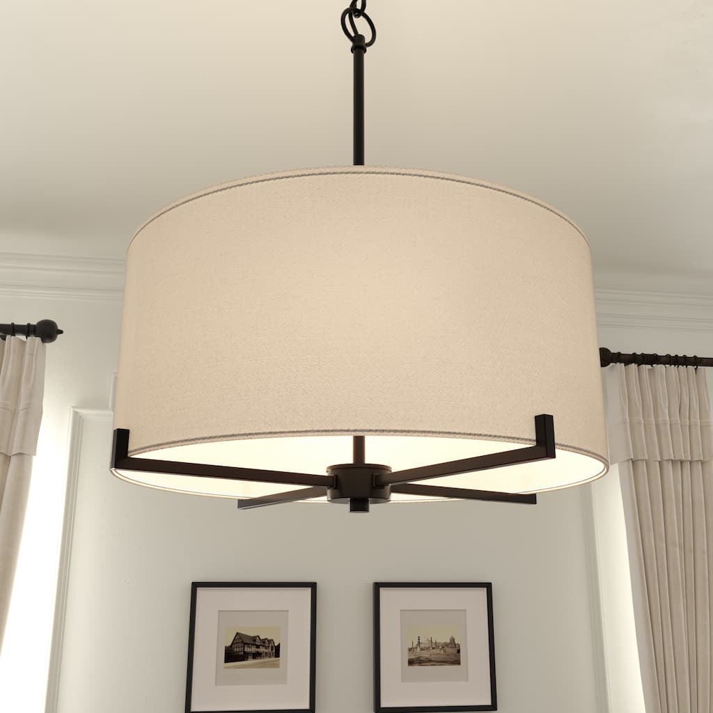 Acroma 4-Light Dimmable Chandelier with Drum Fabric Shade