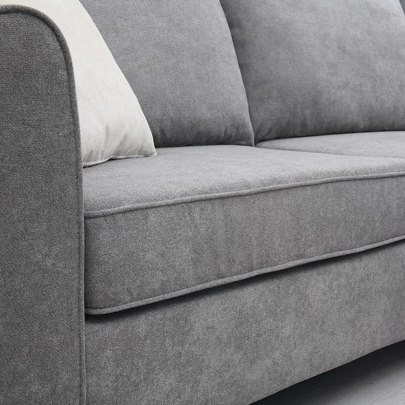 91-inch Modern L-shaped Upholstered Sectional Sofa with Three Pillows - 91"W x 91"D x 33.5"H