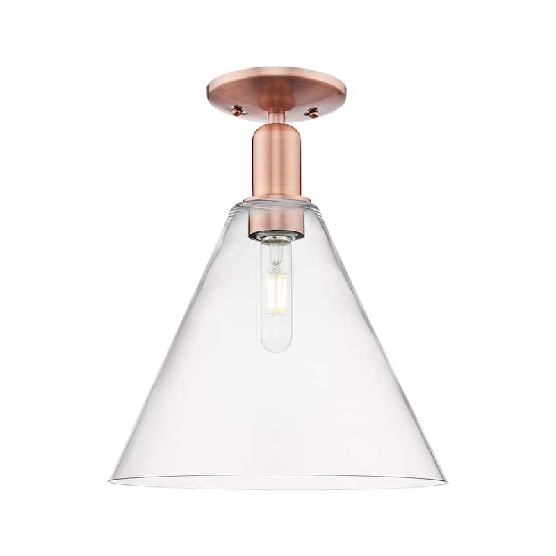 Innovations Lighting 716-1C-15-12 Berkshire Glass Semi-Flush Berkshire - Antique Copper / Clear