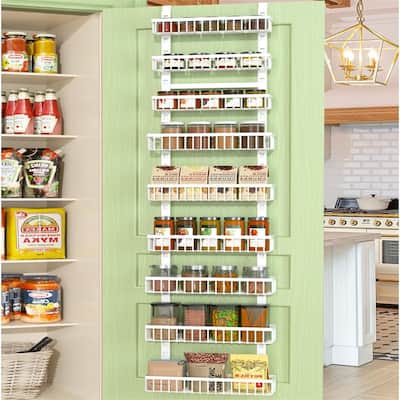 Over the Door Pantry Organizer 9 Tier Metal Narrow Door - 5.2"D x 14.8"W x 77"H