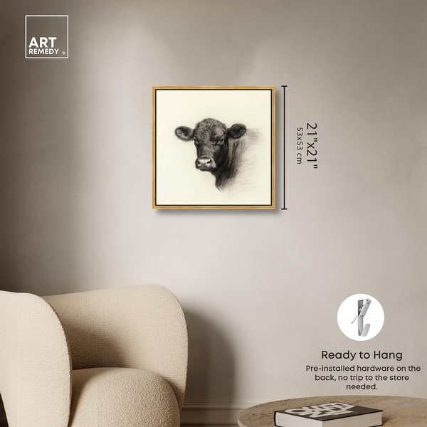 dimension image slide 23 of 24, Darkness in Detail of Cow Canvas Animal Art Prints by Art Remedy