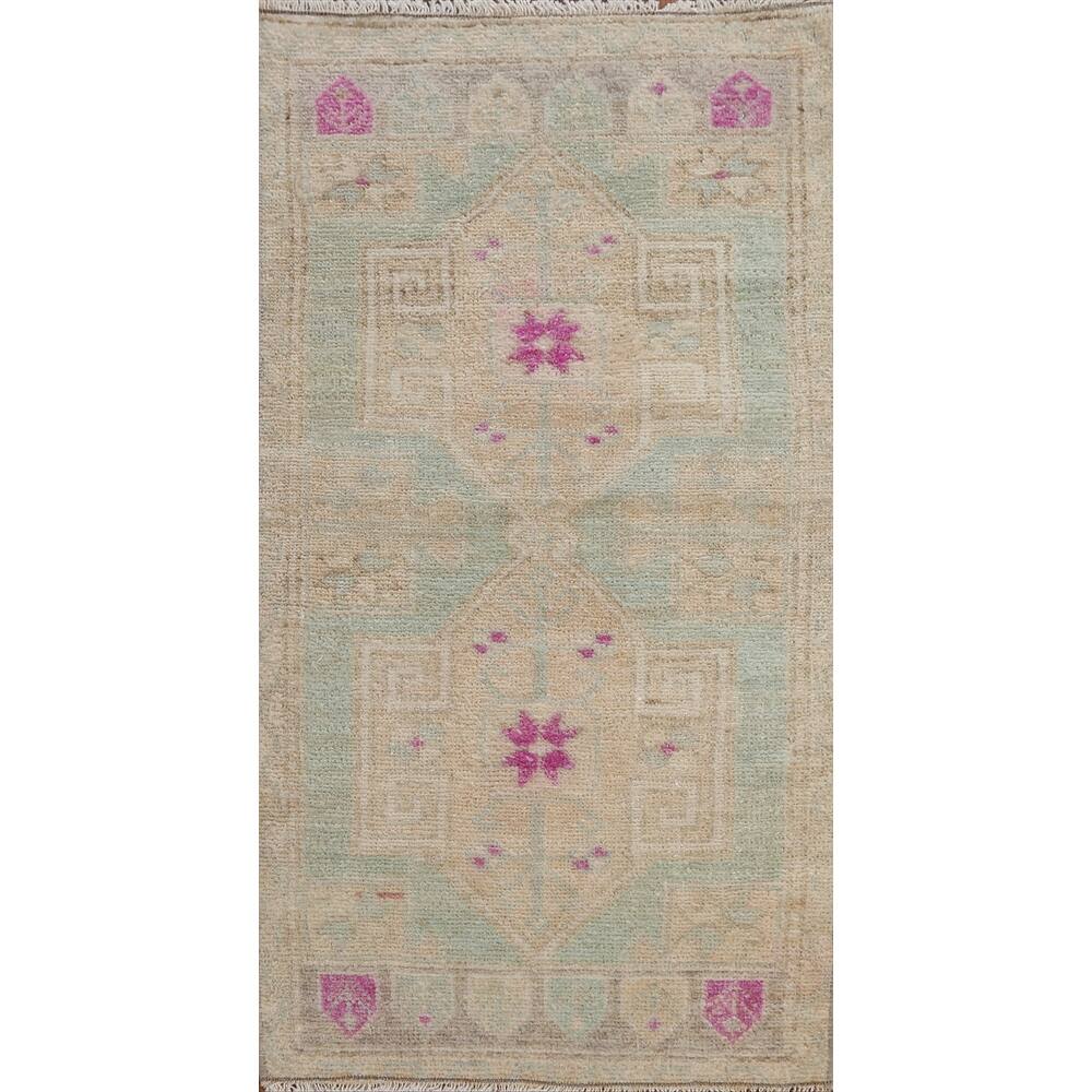 Vegetable Dye Anatolian Oriental Rug Wool Hand-knotted Foyer Carpet - 1'8" x 3'7"