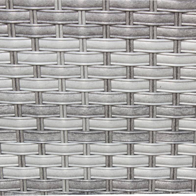 Anmytek Gray Rattan Side Table with Tempered Glass Top Indoor Outdoor Wicker Patio Table Double Tier Storage - 19.25*19.25