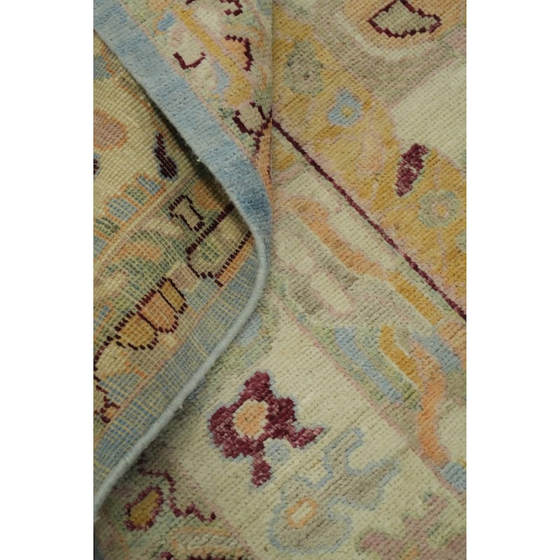 Vegetable Dye Wool Oushak Turkish Area Rug, Medallion Geometric Carpet - 9' 8'' X 8' 4''