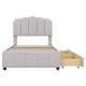 preview thumbnail 1 of 12, Twin Size Upholstered Bed With 2 Storage Drawers,Wood Slat Support Beige