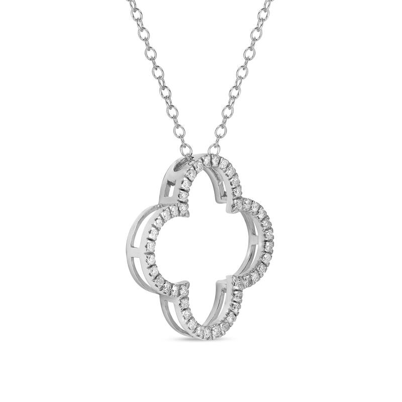 1/6ct - 1ct TDW Diamond 14K Gold Open Clover Pendant Necklace for Women