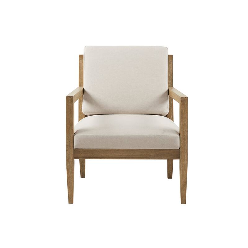 Roomfitters Transitional Upholstered Accent Armchair with Solid Wood Frame, Slatted Back Lounge Chair for Living Room, Ivory - Ivory