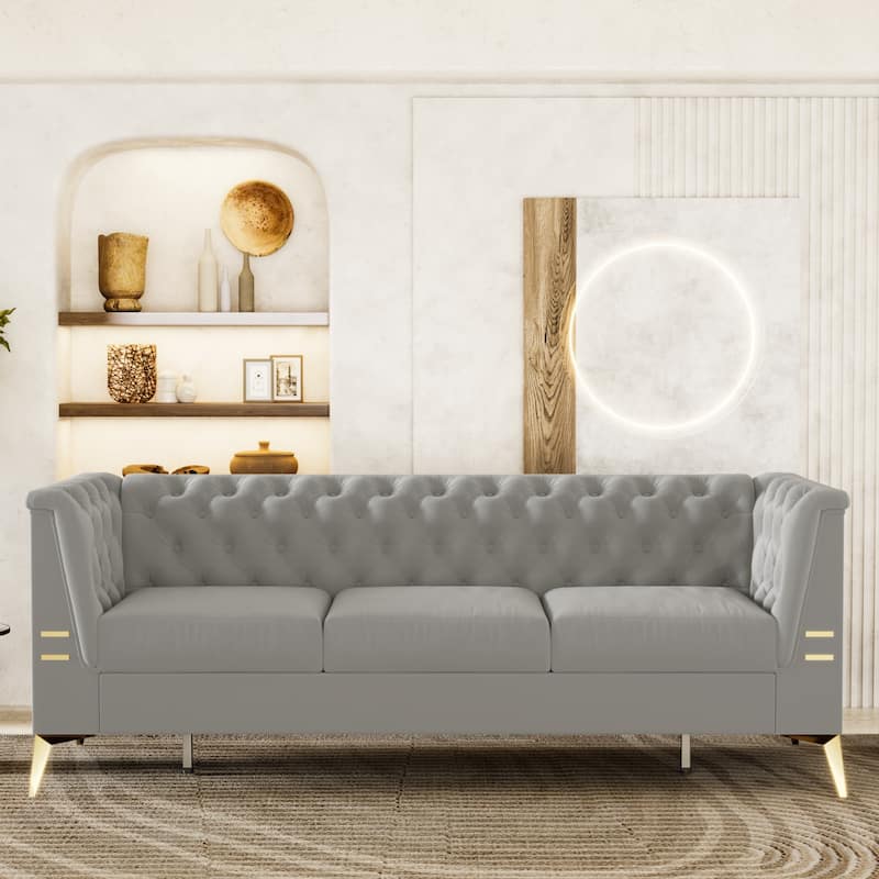3seat Classic Chesterfield Sofa with Metal Sofa Legs
