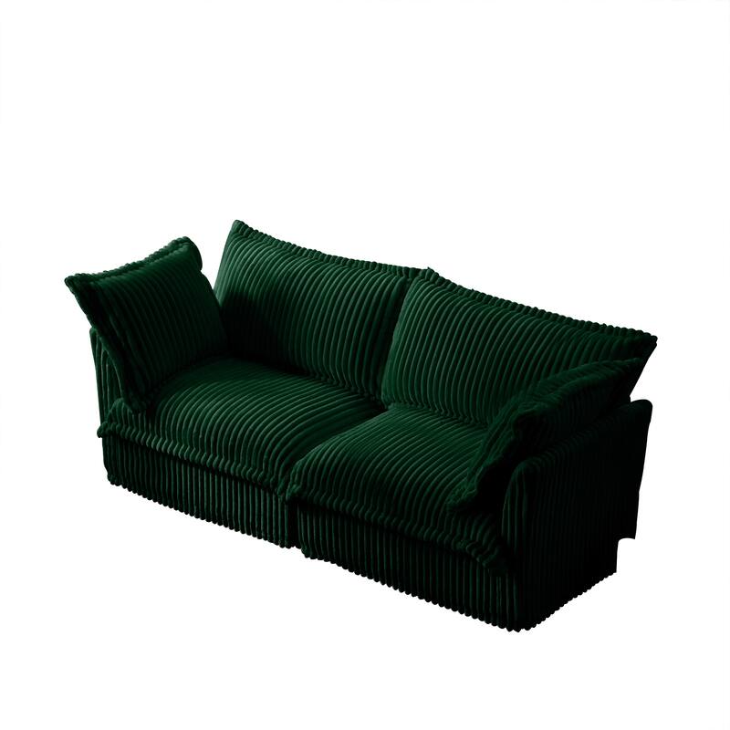 GDFStudio - Modern Corduroy Deep-Seat Slipcovered 2-Seater 83.4" Loveseat Sofa