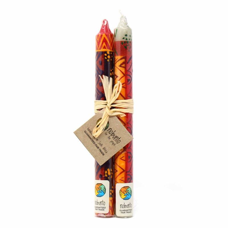 Unscented Hand-Painted Dinner Candles, Set of 2 - Indabuko Design