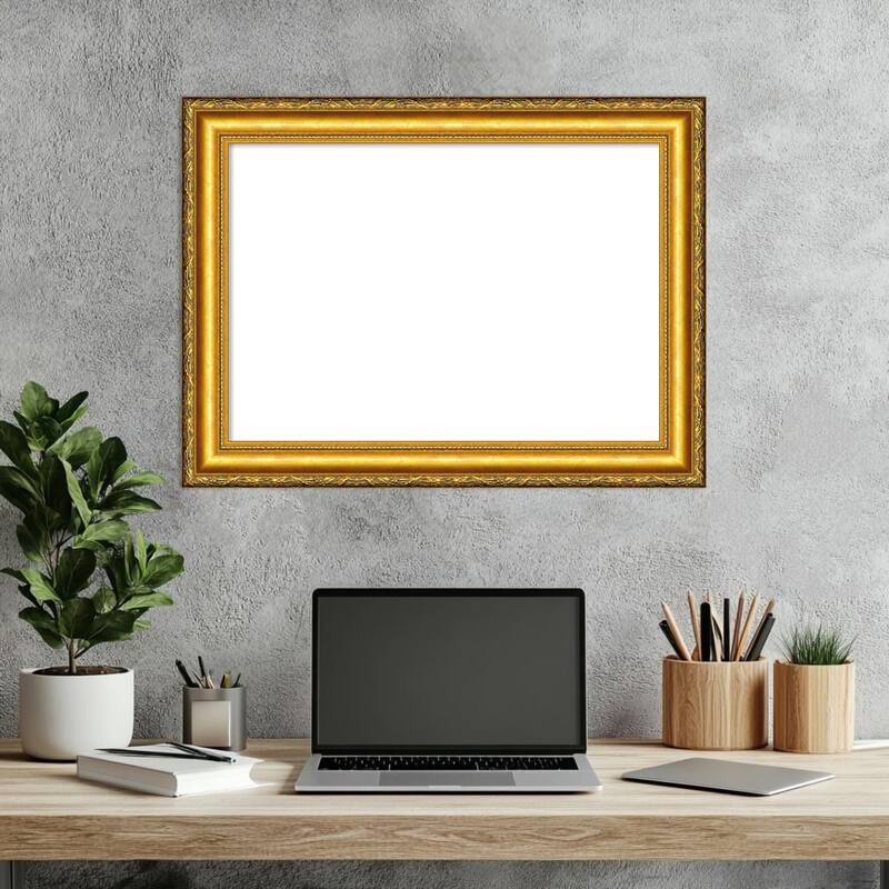 Amanti Art Colonial Embossed Gold Framed Dry Erase Magnetic Board