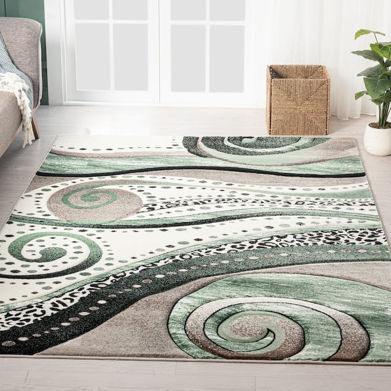 Rhodes Collection Abstract Swirl Area Rug