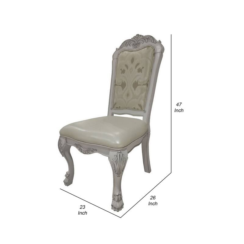 Bone White/White Faux Leather Upholstered Wood Frame Dining Chair, Set of 2, Sturdy Dining Chair for Dining Rooms - 21.75