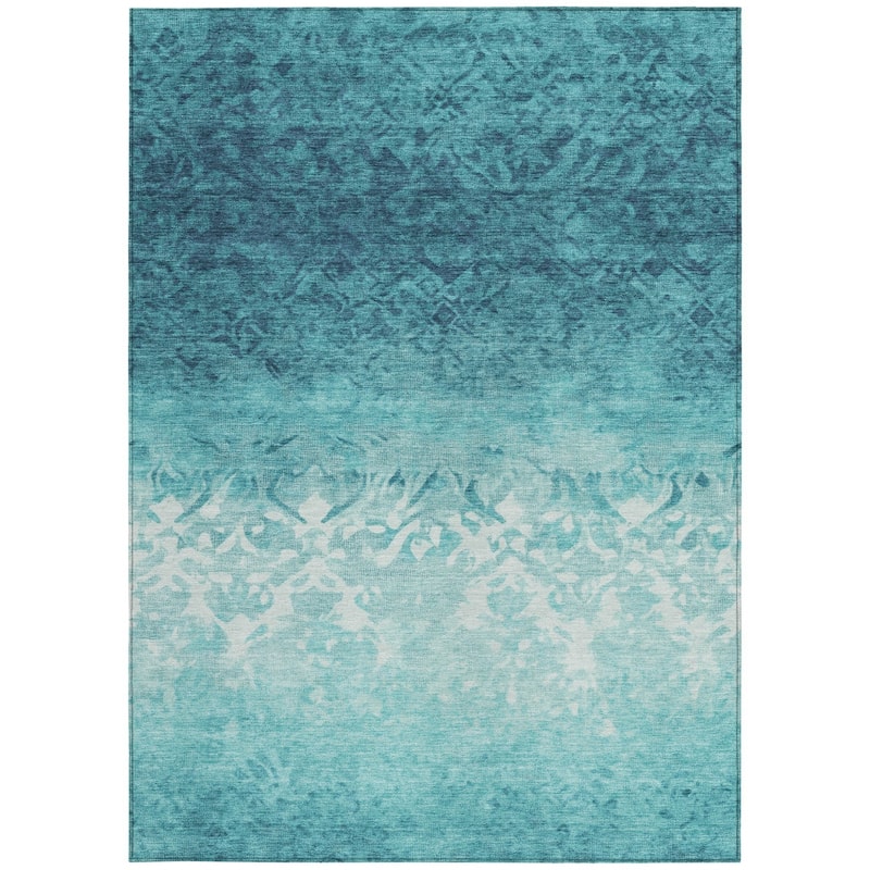 HomeRoots Damask Transitional Rectangle Outdoor Rug