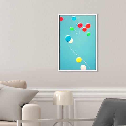 Oliver Gal 'Blue Sky Balloons' Education and Office Blue Wall Art Canvas Print