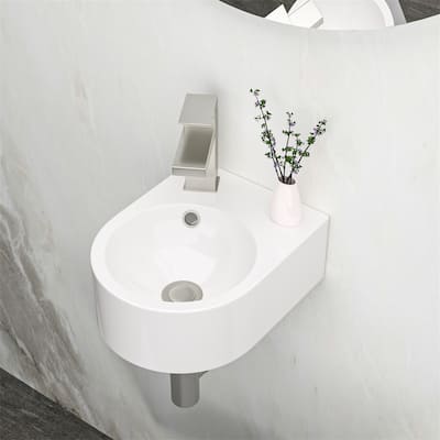 Wall Mount Bathroom Sink with Single Faucet Hole