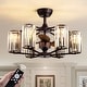 preview thumbnail 1 of 21, 6-Light Smart Crystal Column Caged Ceiling Fan Light - 27 inch-6 Lights