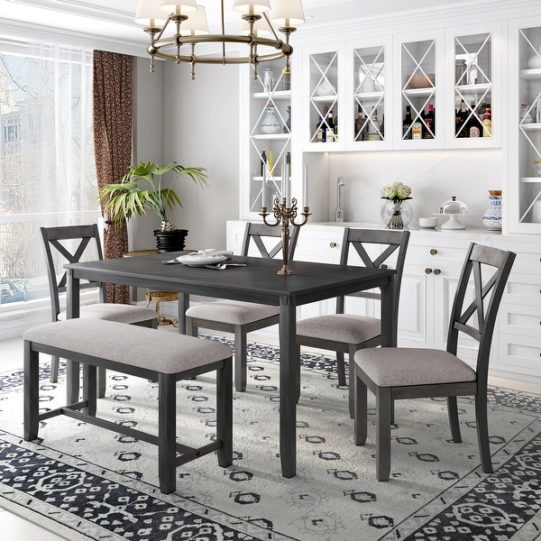 Nestfair 6 Piece Kitchen Dining Table Set with 4 Dining Chairs On Sale Bed Bath Beyond 35268058