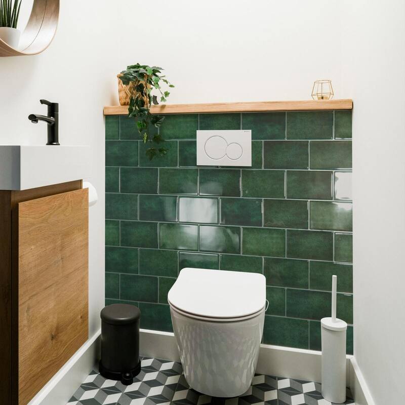 Art3d 10 Pieces Self-adhesive Thickened Backsplash Subway Tiles Green or White - 10.6inch x 12.6inch