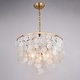 preview thumbnail 11 of 12, Elsa 3 Light Gold Brass Modern Coastal Glam Pendant Fixture with Capiz Shells - 19.75-in W x 18.5-in H x 19.75-in D