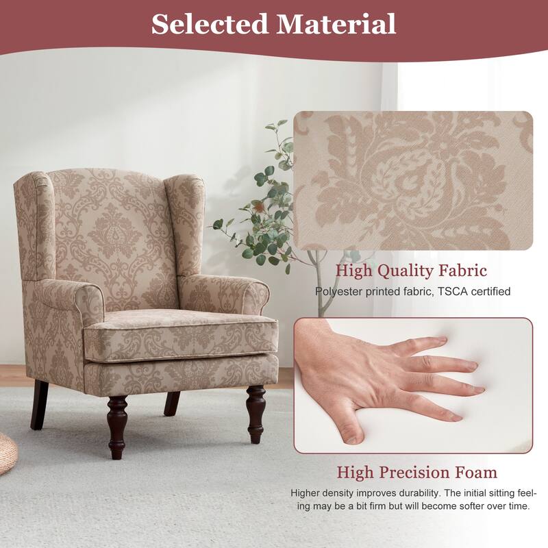 Accent Armchair with Turned Legs Set of 2 Blue/ Beige / Grey