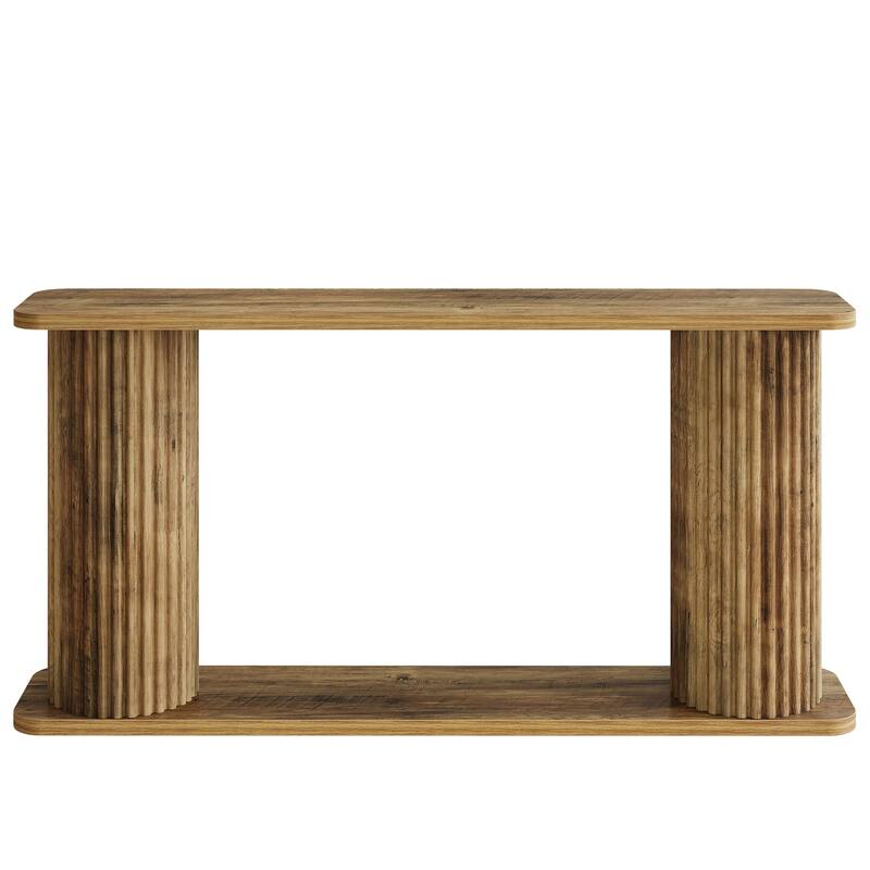 63" 2-Tier Console Table with Shelves, Behind Couch Sofa Entryway Foyer Accent Table for Hallway Entrance Living Room