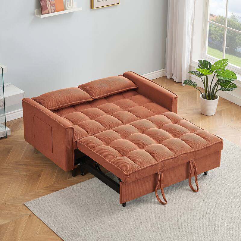 55" 3-in-1 Double Pull-Out Sofa Bed for Living Room