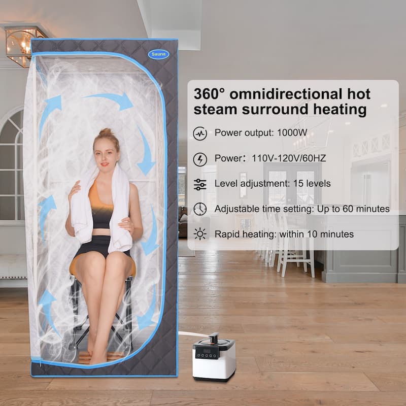 Full Size Portable Black Steam Sauna Tent