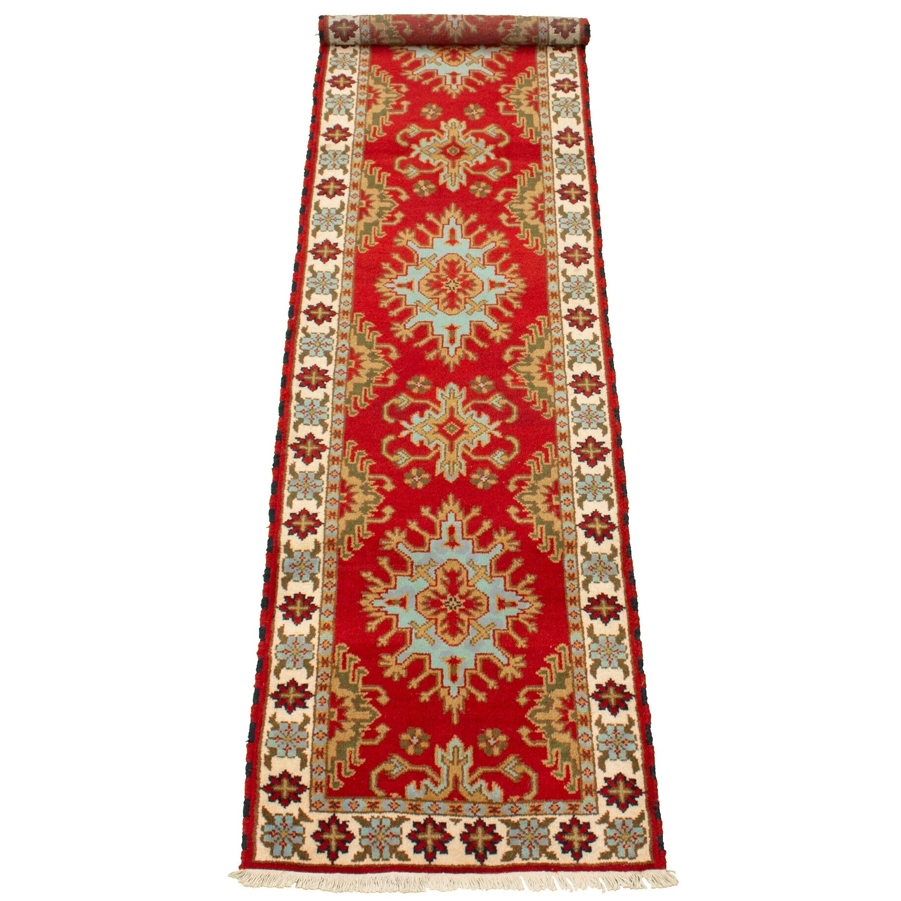 eCarpet Gallery Large Area Rug for Living Room 303090 Chobi Finest Bordered Red Rug 10'0 x 13'10 Hand-Knotted Wool Rug Bedroom 