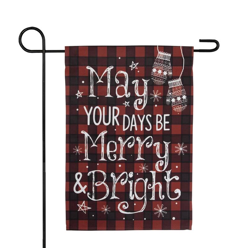 Buffalo Plaid "Merry Bright" Christmas Outdoor Garden Flag 18" x 12.5"
