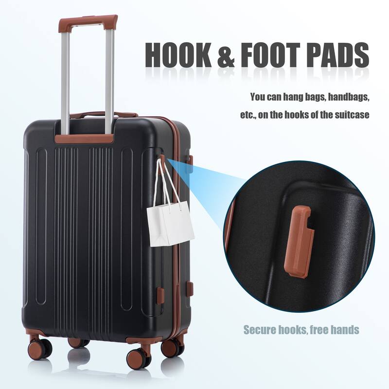 3 PCS in ABS Spinner Wheel Luggage, Carry on Suitcase, TSA Combination Lock