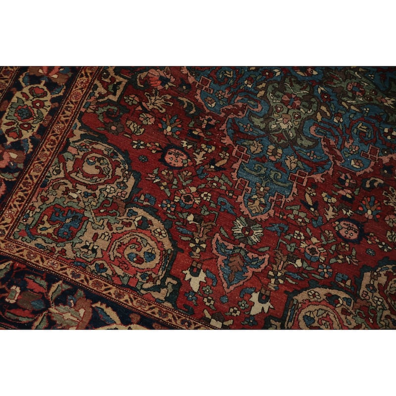 Hand Knotted Oriental 100% Wool Carpet Traditional Floral Navy Blue & Blues Bakhtiari Area Rug - 6' 6'' X 5' 2''
