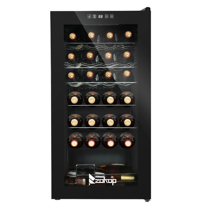 ZOKOP AC 115V /60Hz 1.8Cu.Ft/2.8Cu.Ft Compressor Wine Cabinet Wine Rack Black - 28-Bottle