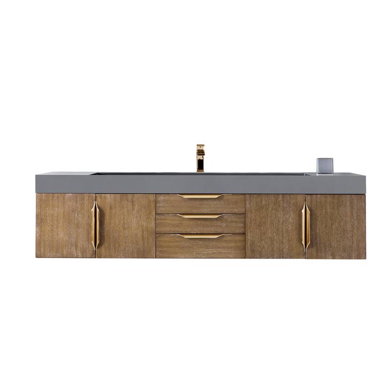 James Martin Vanities Mercer Island 72" Single Vanity, Latte Oak with Radiant Gold Hardware
