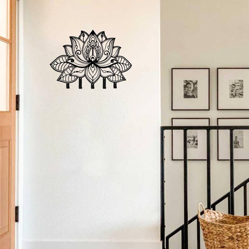 Wall-Mounted Metal Key Rack Flower Design For Home And Office - 12-24 Inch