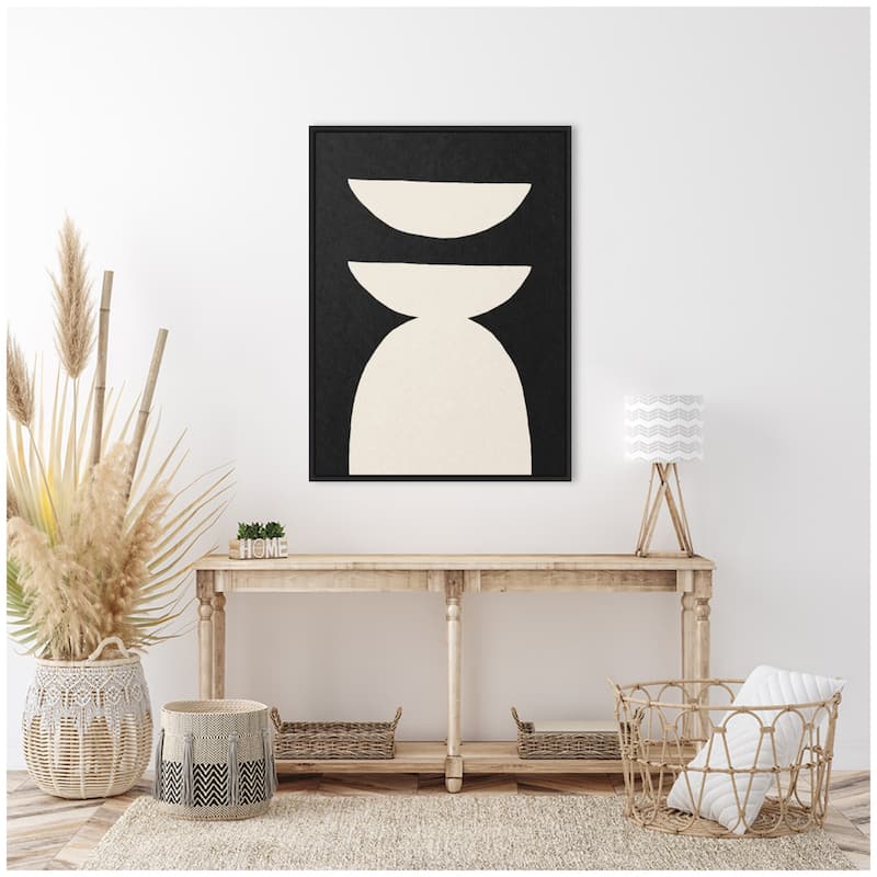Kate and Laurel Sylvie White Geometric Abstract Framed Canvas by July Art Prints