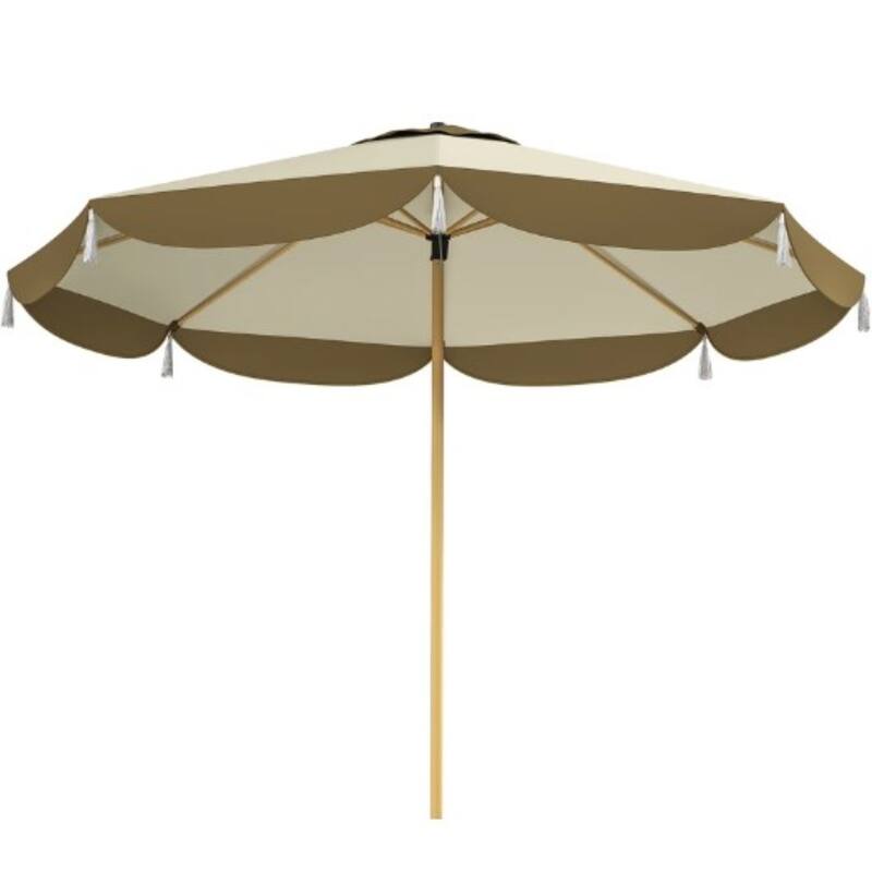 GDFStudio Outdoor Orin Polyester Patio Umbrella with Steel Pole and UPF 50+ Protection - Cream White